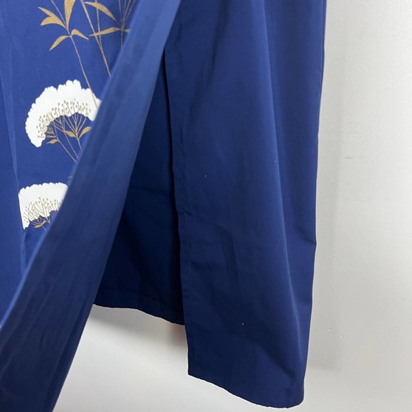 Vintage 60s The Bagshaws St. Lucia Blue Wrap Maxi Skirt Floral Cotton MCM Sz M - Picture 3 of 8